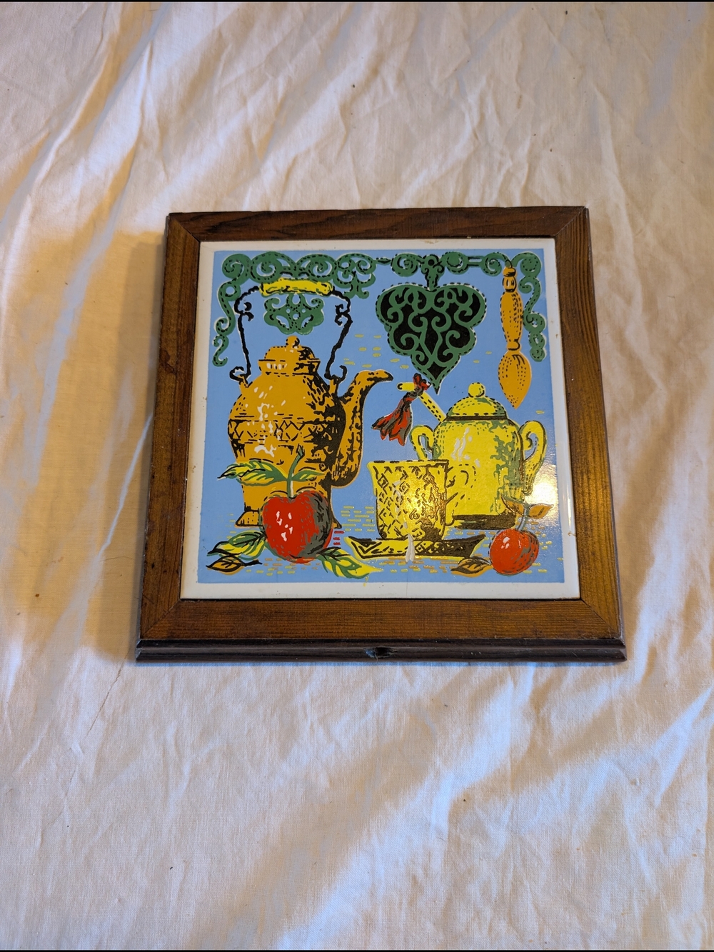 2/30$ Vintage-Style Yellow & Blue Ceramic Kitchen Tile Wall Art